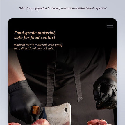 300Pcs Black Nitrile Gloves Medium