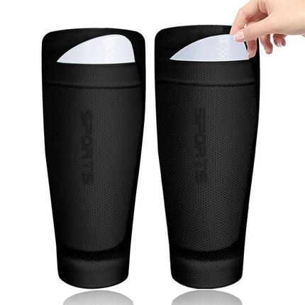2 Pairs Soccer Shin Guard Sock Red Size L