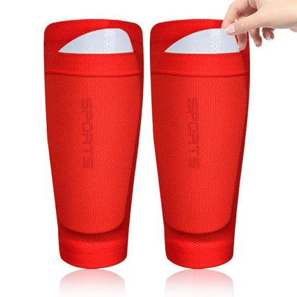 2 Pairs Soccer Shin Guard Sock Red Size M