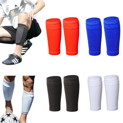 2 Pairs Soccer Shin Guard Sock Red Size S