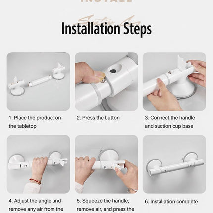 White Suction Grab Bar Removable