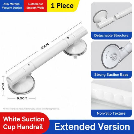 Extended White Suction Grab Bar