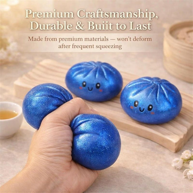 Simulated Smiley Steamed Bun Squishy Toy, Cute Stress Relief Plaything, Soft Slow-Rebound Texture, Adorable Desktop Decor（White pinching）