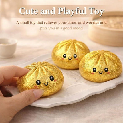 Simulated Smiley Steamed Bun Squishy Toy, Cute Stress Relief Plaything, Soft Slow-Rebound Texture, Adorable Desktop Decor（Red pinch）