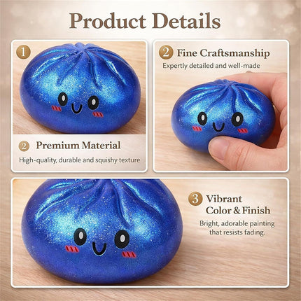 Simulated Smiley Steamed Bun Squishy Toy, Cute Stress Relief Plaything, Soft Slow-Rebound Texture, Adorable Desktop Decor（Golden pinching）