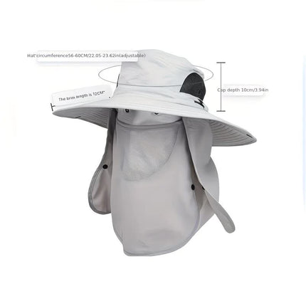 Army Green .Extra Wide Fishing Hat with Detachable Sun Visor and Neck Guard - The Perfect Choice for Summer Fishing, Hiking, and Outdoor Activities.
