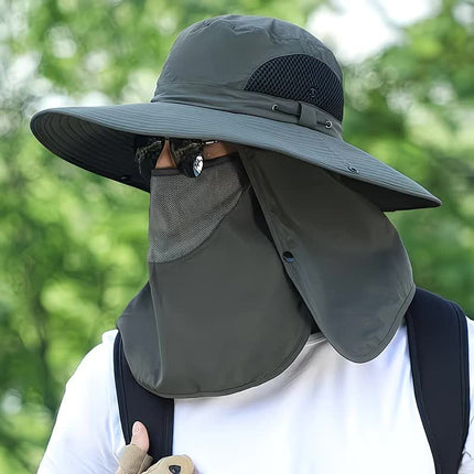 black,Extra Wide Fishing Hat with Detachable Sun Visor and Neck Guard - The Perfect Choice for Summer Fishing, Hiking, and Outdoor Activities