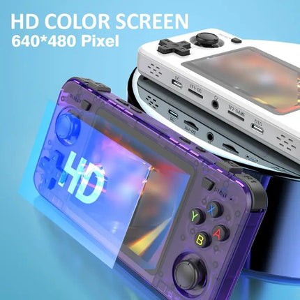 R36H Retro Game Console 64G  Handheld with 23 Emulators, Linux System, 3.5-inch IPS Screen, 640×480 Resolution, USB Charging, Ultra-Long Battery Life, Perfect Gift for Friends.purple