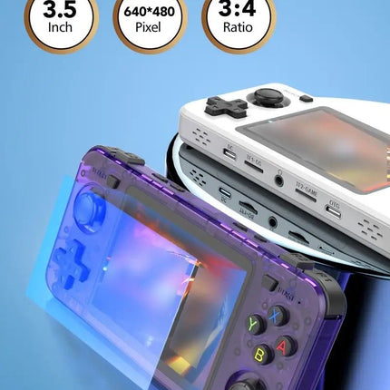 R36H Retro Game Console 128G  Handheld with 23 Emulators, Linux System, 3.5-inch IPS Screen, 640×480 Resolution, USB Charging, Ultra-Long Battery Life, Perfect Gift for Friends.WHITE