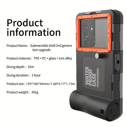 15m Waterproof Phone Case for Diving & Surfing - 1 Hour Underwater Shooting, Dual Seal, Zinc Alloy Buckle, Fits iPhone Samsung Xiaomi up to 6.9 Inch(BLACK+BLUE)