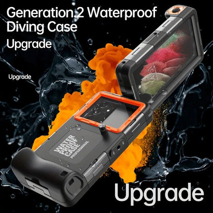 15m Waterproof Phone Case for Diving & Surfing - 1 Hour Underwater Shooting, Dual Seal, Zinc Alloy Buckle, Fits iPhone Samsung Xiaomi up to 6.9 Inch(Camouflage yellow+black)