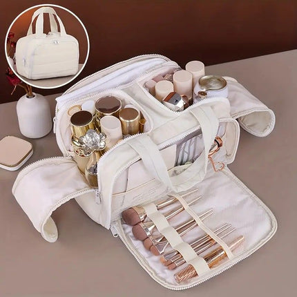 Travel Toiletry & Makeup Bag – Large Capacity Organiser Wash Bag with Compartments(purple)