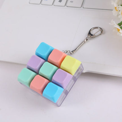 （1key/4key/9 key)3PCS Creative Fingertip Stress Reliever: Keyboard Click Sound Keychain, Colorful Fidget Ring Relaxation Companion