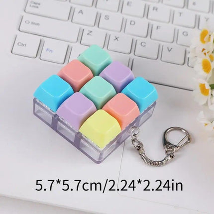 Creative Fingertip Stress Reliever: Keyboard Click Sound Keychain, Colorful Fidget Ring Relaxation Companion（9 key）