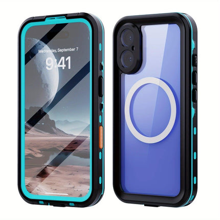 iPhone 16 Pro Max Waterproof Phone Case IP68 Drop Protection Snow Dust Resistant with Lanyard for Swimming Skiing Off Road Adventures(blue)
