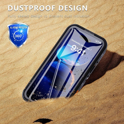 iPhone 16 Plus Waterproof Phone Case IP68 Drop Protection Snow Dust Resistant with Lanyard for Swimming Skiing Off Road Adventures(black)