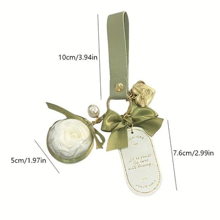 Valentine's Day Preserved Flower Leather Keychain: Romantic and Cute to Carry Around, Perfect for Gifting or Personal Use(GREY)