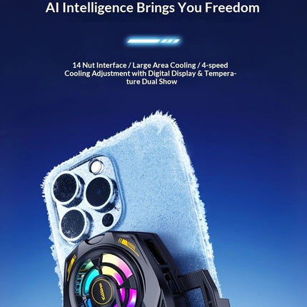 New Dual-Fan Phone Cooler with Digital Display – Designed for Gamers and Live Streamers.