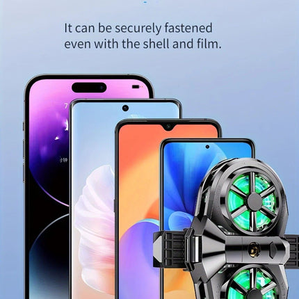 Semiconductor Cooling Fan Back Clip, Instant 3-Second Cooling, Large Area Heat Dissipation, Compatible with All Phone Models, Unobstructed Camera View for Live Streaming & Gaming.（Digital display model）