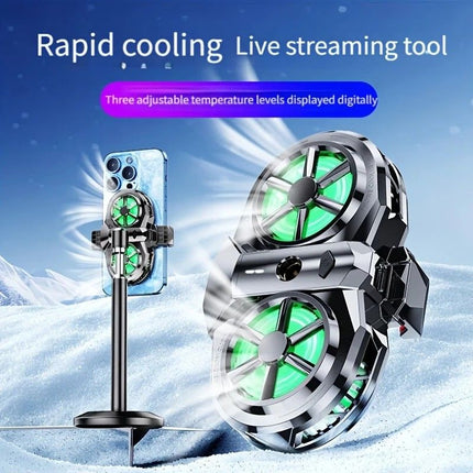 Semiconductor Cooling Fan Back Clip, Instant 3-Second Cooling, Large Area Heat Dissipation, Compatible with All Phone Models, Unobstructed Camera View for Live Streaming & Gaming.（Universal wheel payment）