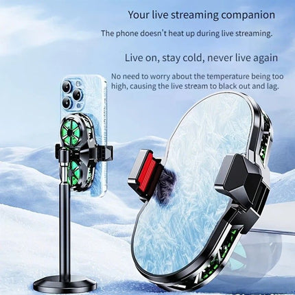 Semiconductor Cooling Fan Back Clip, Instant 3-Second Cooling, Large Area Heat Dissipation, Compatible with All Phone Models, Unobstructed Camera View for Live Streaming & Gaming.（Universal wheel payment）