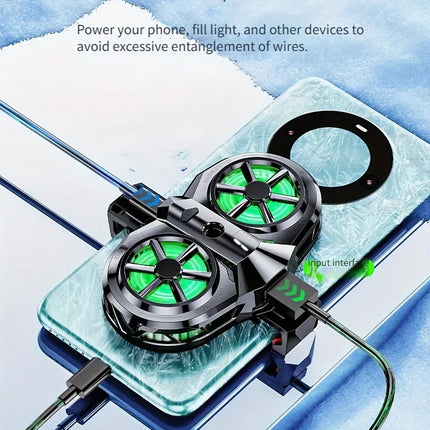 Semiconductor Cooling Fan Back Clip, Instant 3-Second Cooling, Large Area Heat Dissipation, Compatible with All Phone Models, Unobstructed Camera View for Live Streaming & Gaming.（Universal wheel payment）