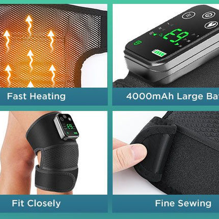 Heated Knee Massager with Heat Therapy – 3 Temp Levels, Vibration Massage, Rechargeable & Adjustable Straps(GREY)