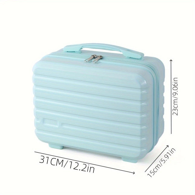 14 Inch Mini Makeup Case, Lightweight Cosmetic Travel Bag with Shoulder Strap & Zipper Closure(WHITE)