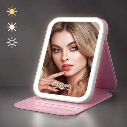 LED Makeup Mirror with Lights, 3 Color Modes Touch Control, Rechargeable Travel Vanity Mirror(BLACK)