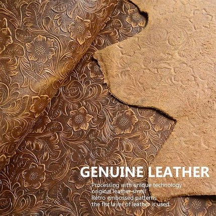 Genuine Leather Carved Barrel Piggy Bank, Natural Top Grain Cowhide Vintage Relief, Zipper Closure Portable
