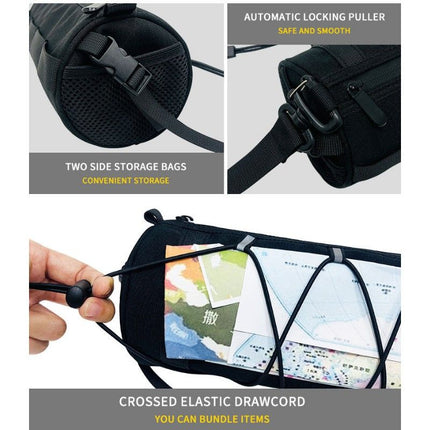 Cycling top tube bag, 2.4L large capacity holds all your small essentials, six reflective strips keep you safe during night rides, detachable for use as a crossbody bag, one bag for multiple uses./black