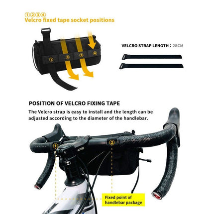 Cycling top tube bag, 2.4L large capacity holds all your small essentials, six reflective strips keep you safe during night rides, detachable for use as a crossbody bag, one bag for multiple uses./black