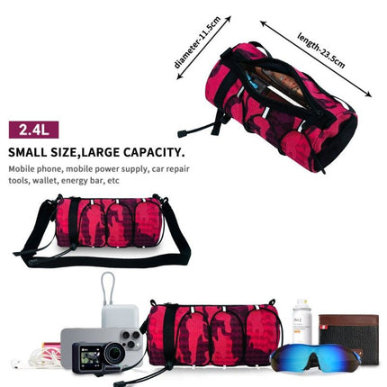Cycling top tube bag, 2.4L large capacity holds all your small essentials, six reflective strips keep you safe during night rides, detachable for use as a crossbody bag, one bag for multiple uses./ching; cyan
