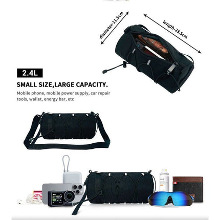 Cycling top tube bag, 2.4L large capacity holds all your small essentials, six reflective strips keep you safe during night rides, detachable for use as a crossbody bag, one bag for multiple uses./ching; cyan