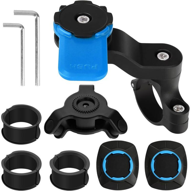 Motorcycle Phone Holder Blue, IPhone Android, Samsung Scooter, Twist and Lock Vibration Damper Compatible with Smartphones for Bicycle Handlebars