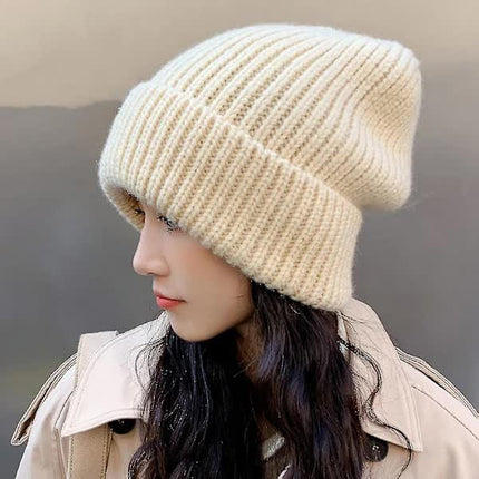 Knitted Hat Baggy Slouchy Ribbed Stretchy Warm - Solid Color Autumn Winter Women Men
