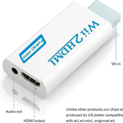 Wii to HDMI Adapter White, Compatible with Nintendo Wii Full HD 1080p
