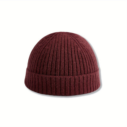 HTTWW 2-Pack Unisex Short Brim Knitted Beanie, Warm Winter Streetwear Hat