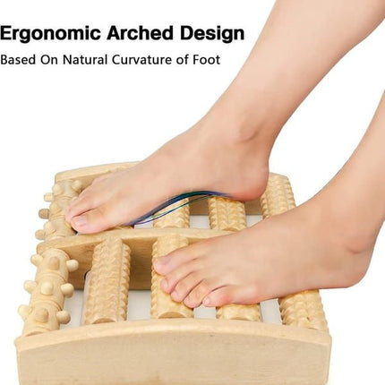 Wooden Foot Roller Massager, Natural Wood Foot Massage Roller Tool for Plantar Fasciitis Relief, Foot Pain Sore Arch Relief, Portable Foot Massager for Men Women Home Office Use