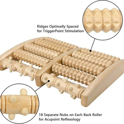Wooden Foot Roller Massager, Natural Wood Foot Massage Roller Tool for Plantar Fasciitis Relief, Foot Pain Sore Arch Relief, Portable Foot Massager for Men Women Home Office Use