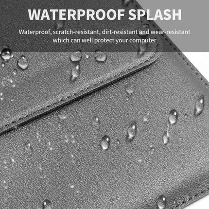 3-in-1 Laptop Sleeve Case with Built-in Stand & Wrist Rest, Waterproof PU Leather Notebook Cover for 13/14 Inch Laptops, Ergonomic Portable Laptop Protective Bag, Gray