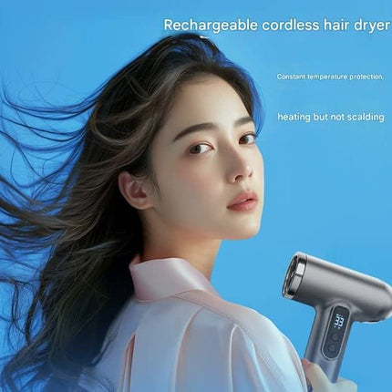 Cordless Rechargeable Hair Dryer, 120000 RPM High-Speed Brushless Motor, Built-in 15600mAh Large Battery, Hot & Cold Air Modes Portable Wireless Blow Dryer, Gray