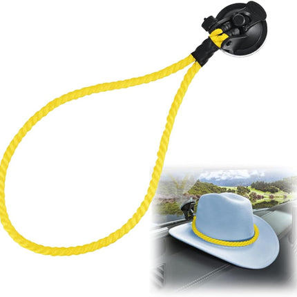 Hat Mounts for Cars, Handmade Rope Cowboy Hat Holder with Suction Cup, Hat Holder Rack to Keeps Your Hat On The Dash, Auto Universal Interior Accessories for Truck, SUV, Car (Yellow)
