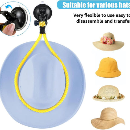 Hat Mounts for Cars, Handmade Rope Cowboy Hat Holder with Suction Cup, Hat Holder Rack to Keeps Your Hat On The Dash, Auto Universal Interior Accessories for Truck, SUV, Car (Yellow)