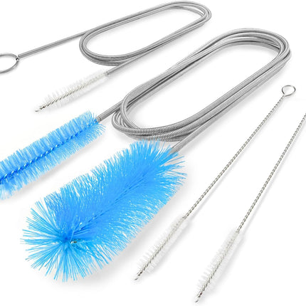 Flexible Drain Brush, 66 Inch Lg Double Ended Hose Pipe and 58 Inch Tube Cleaning Brush and 2 Pack 8 Inch Straw Cleaner Brush
