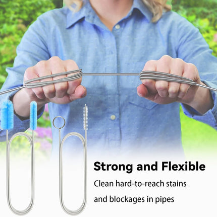 Flexible Drain Brush, 66 Inch Lg Double Ended Hose Pipe and 58 Inch Tube Cleaning Brush and 2 Pack 8 Inch Straw Cleaner Brush