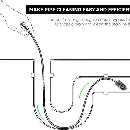 Flexible Drain Brush, 66 Inch Lg Double Ended Hose Pipe and 58 Inch Tube Cleaning Brush and 2 Pack 8 Inch Straw Cleaner Brush