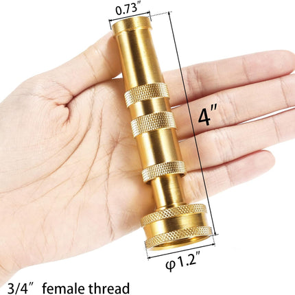 Heavy-Duty Brass Hose Nozzle, Adjustable Twist Hose Nozzle, Jet Sweeper Nozzle, Garden Sprayer
