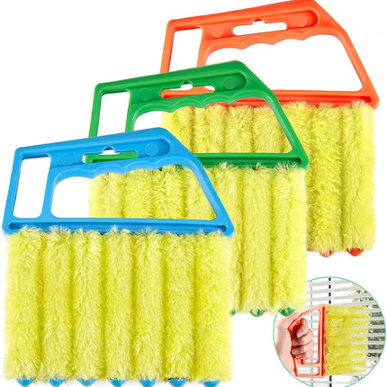 3 Pieces Blind Cleaner Duster Tool 7 Finger Dusting Cleaner for Window Venetian Washable Mini Brush Hand Held Tool for Air Conditioner Dust Dirt (3 Colors)