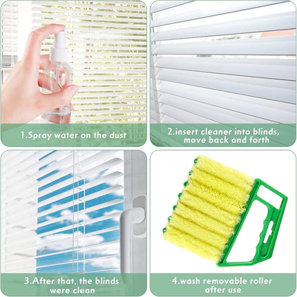 3 Pieces Blind Cleaner Duster Tool 7 Finger Dusting Cleaner for Window Venetian Washable Mini Brush Hand Held Tool for Air Conditioner Dust Dirt (3 Colors)